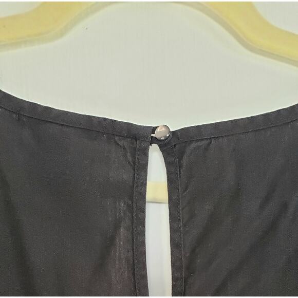 J CREW BLACK LINEN JUMPSUIT CAP SLEEVE V-NECK BACK BUTTON CLOSURE WAIST TIE SZ M - Picture 5 of 5